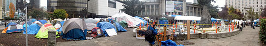 Tents from Occupy Vancouver site at the Vancouver Art Gallery.