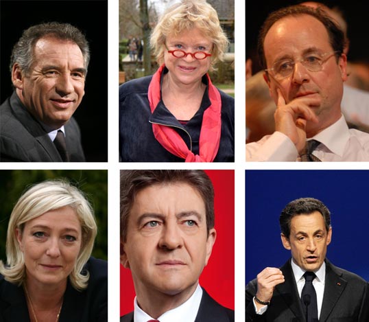 Six des onze candidats aux élections présidentielles françaises