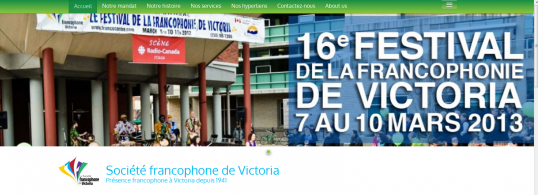 Page d'accueil de la Société Francophone de Victoria