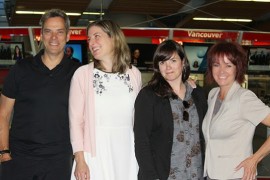 Jacques Dufresne, Julie Carpentier, Marie Villeneuve et Jacqueline Landry : les animateurs et animatrices d’Ici Radio-Canada Colombie-Britannique.