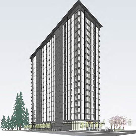 Brock Commons est une nouvelle residence universitaire à UBC qui sera l’un des immeubles en bois les plus hauts au monde une fois achevé. | Photo d’UBC